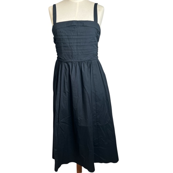 Abercrombie & Fitch Black Pleated Bodice Midi Dress with Pockets - Picture 1 of 8